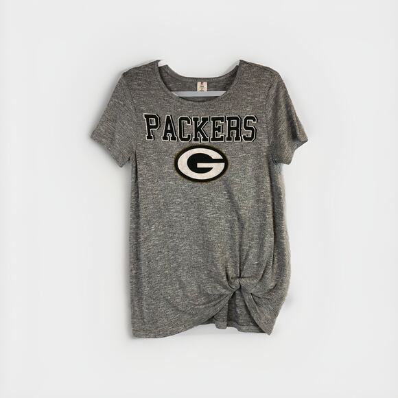 Green Bay Packers T-Shirt NFL Team Apparel Medium Gray Grey Knotted Front Shirt - Picture 1 of 5